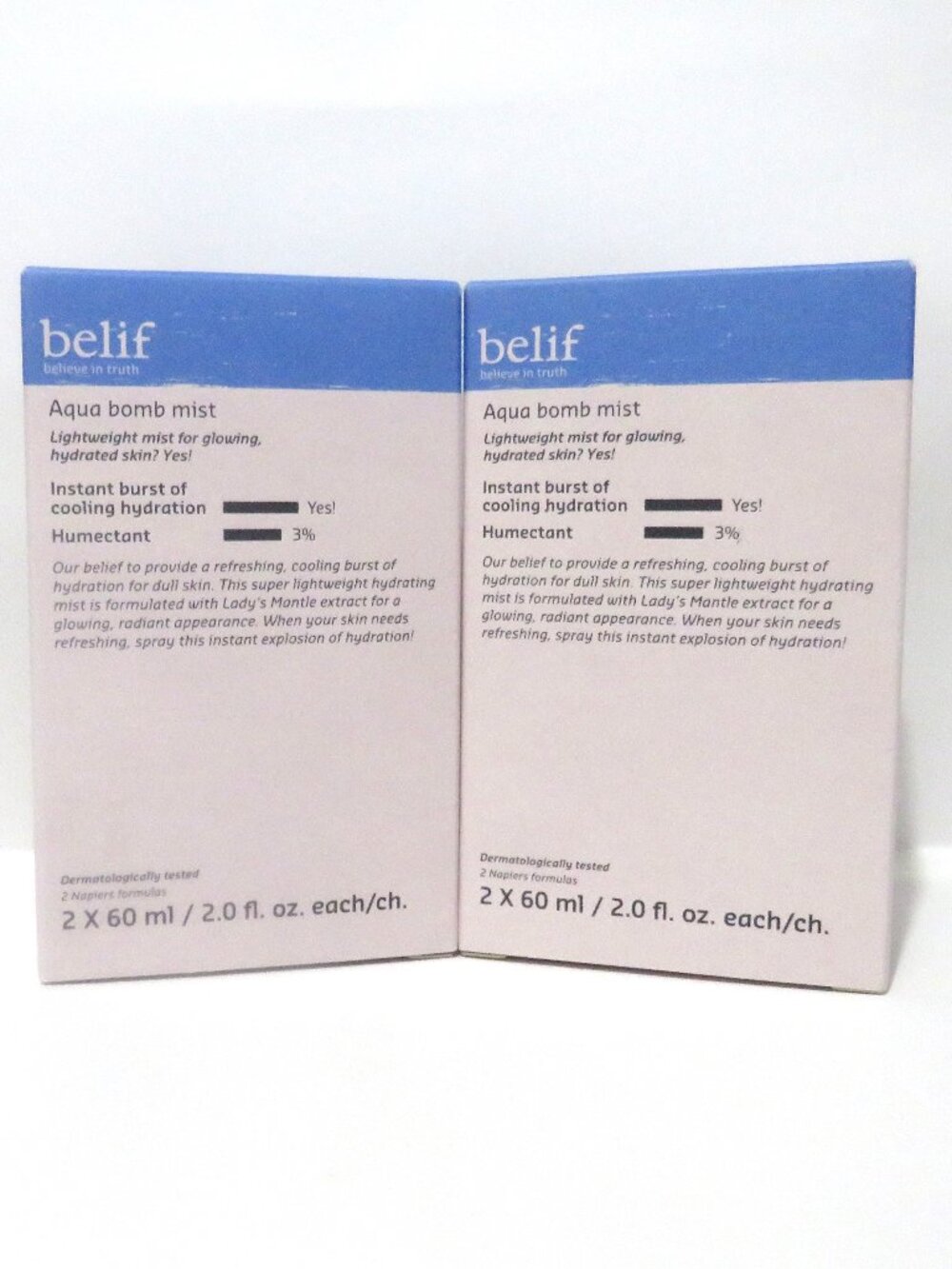 BELIF AQUA BOMB MIST 2 X 60 ML/ 2.0 FL. OZ. EACH